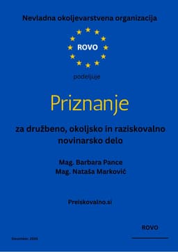 Naslovna slika prispevka Priznanje za družbeno, okoljsko in raziskovalno novinarsko delo